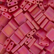 Miyuki tila 5x5mm beads - Opaque dark red matted ab TL-408FR